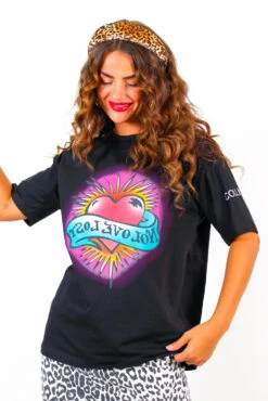 No Love Lost - Black Red Heart Slogan Graphic T-Shirt 7 No Love Lost - Black Red Heart Slogan Graphic T-Shirt -Fashion Clothing Store NoLoveLost BlackRedHeartSloganGraphicT Shirt 2