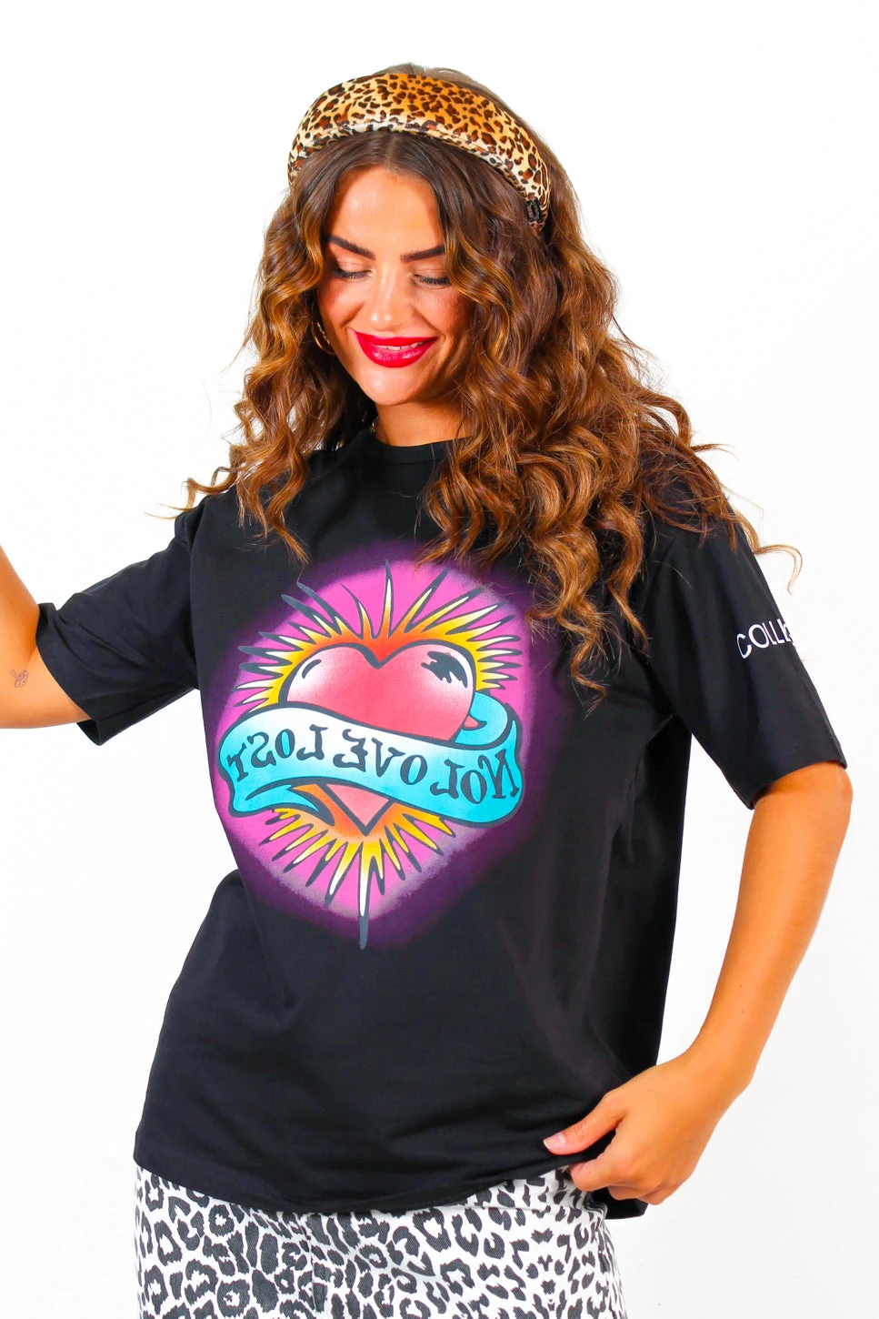 No Love Lost - Black Red Heart Slogan Graphic T-Shirt 3 No Love Lost - Black Red Heart Slogan Graphic T-Shirt - Image 3