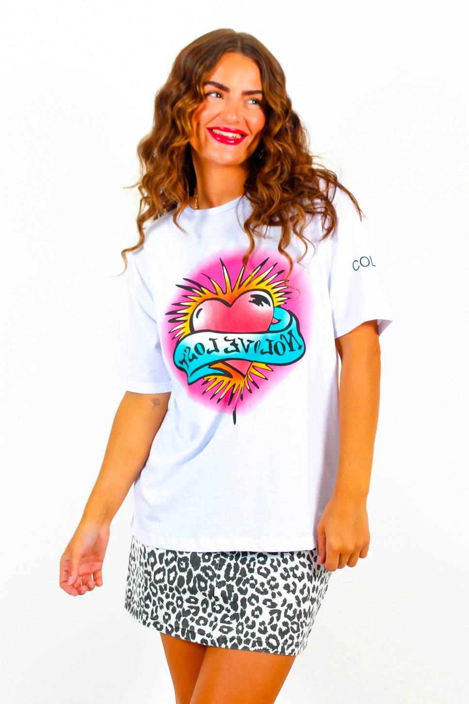 No Love Lost - White Red Heart Slogan Graphic T-Shirt 3 No Love Lost - White Red Heart Slogan Graphic T-Shirt - Image 3