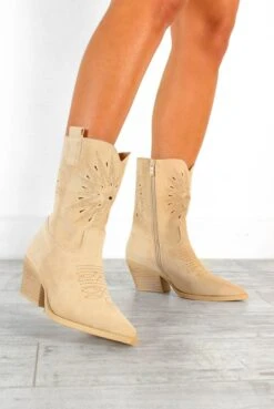 Not My First Rodeo - Cream Suede Embroidered Western Boots -Fashion Clothing Store NotMyFirstRodeo CreamSuedeEmbroideredWesternBoots 5