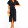 Not My Problem - Black Plisse Knot Front Midi Dress
