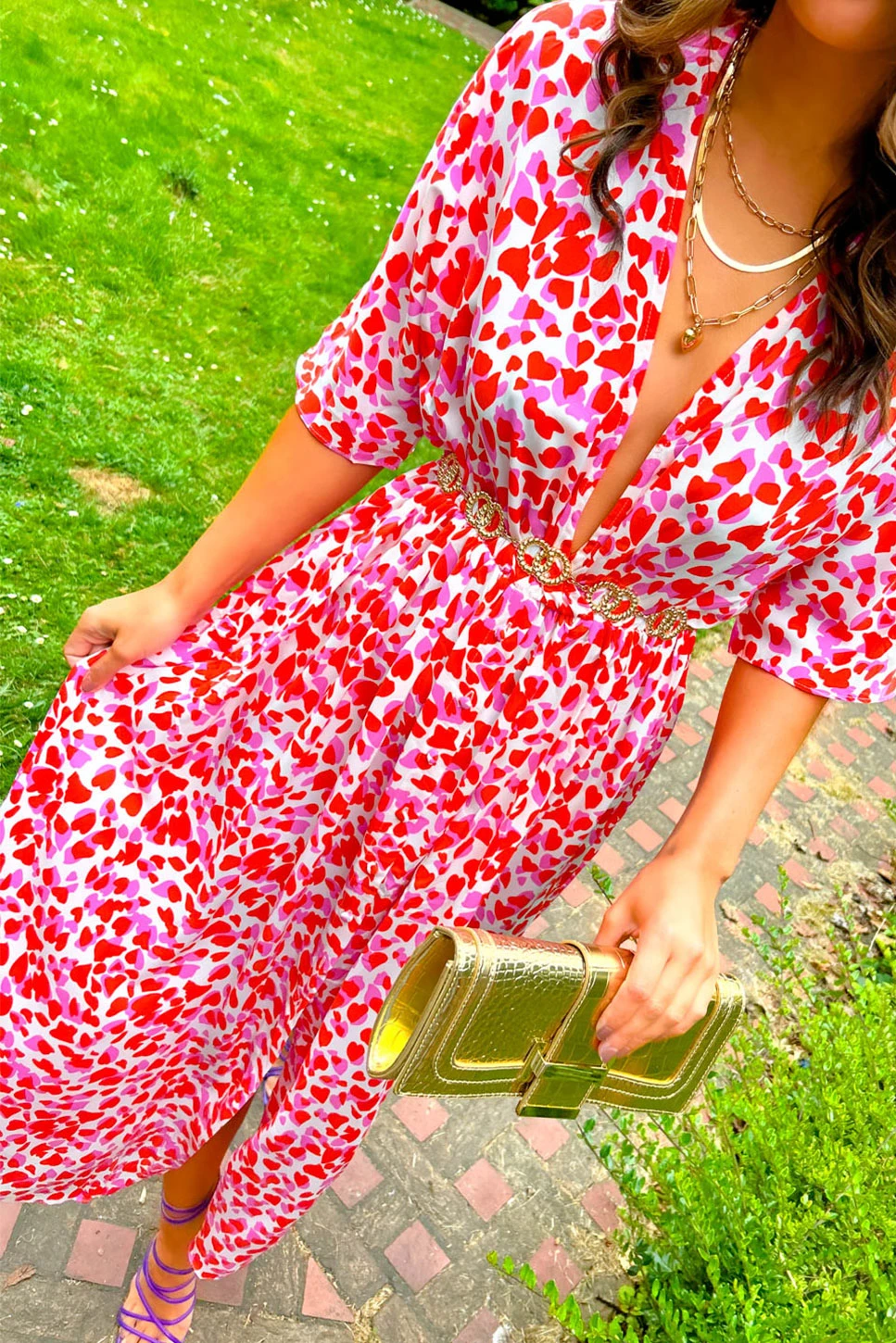 Nothing Bud Love - Red Pink Abstract Leopard Print Midi Dress 3 Nothing Bud Love - Red Pink Abstract Leopard Print Midi Dress - Image 3