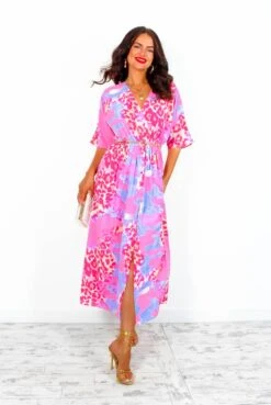 Nothing Bud Love - Fuchsia Lilac Leopard Midi Dress -Fashion Clothing Store NothingBudLove FuchsiaLilacLeopardMidiDress3