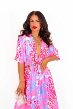 Nothing Bud Love - Fuchsia Lilac Leopard Midi Dress -Fashion Clothing Store NothingBudLove FuchsiaLilacLeopardMidiDress5