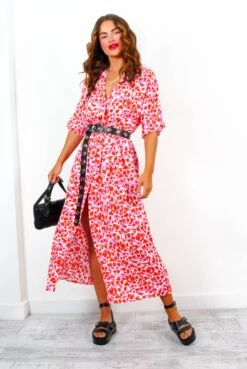 Nothing Bud Love - Red Pink Abstract Leopard Print Midi Dress 16 Nothing Bud Love - Red Pink Abstract Leopard Print Midi Dress -Fashion Clothing Store NothingBudLove RedPinkAbstractLeopardPrintMidiDress 2