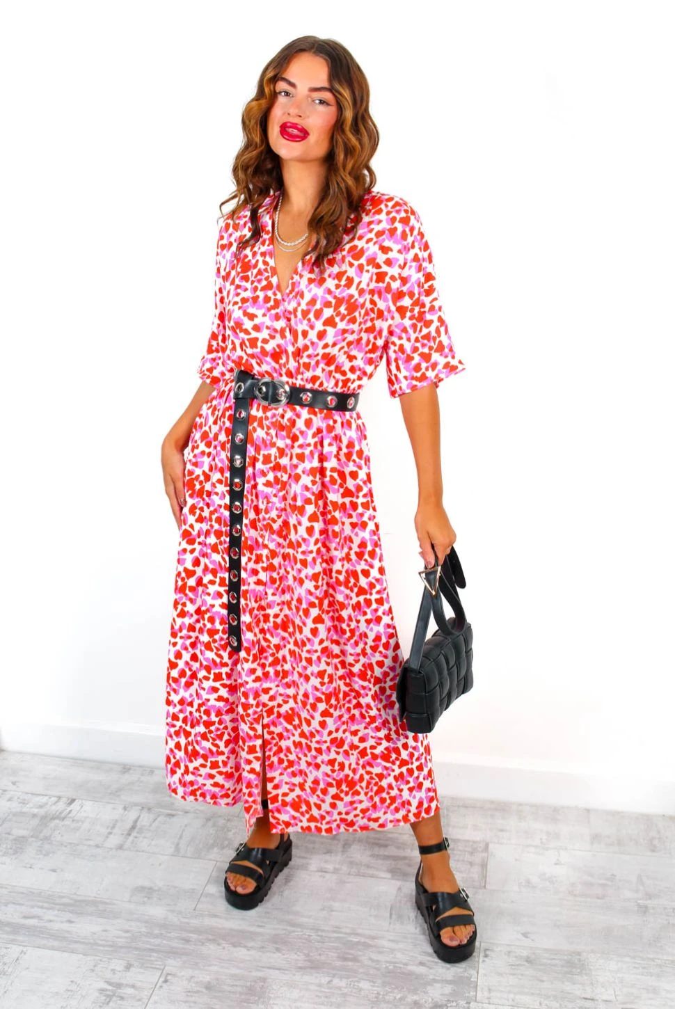 Nothing Bud Love - Red Pink Abstract Leopard Print Midi Dress 11 Nothing Bud Love - Red Pink Abstract Leopard Print Midi Dress - Image 11