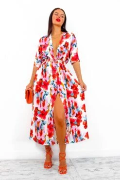 Nothing Bud Love - White Red Floral Midi Dress 13 Nothing Bud Love - White Red Floral Midi Dress -Fashion Clothing Store NothingBudLove WhiteRedFloralMidiDress1