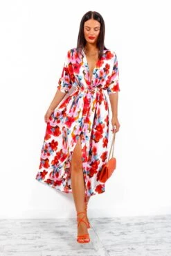 Nothing Bud Love - White Red Floral Midi Dress 11 Nothing Bud Love - White Red Floral Midi Dress -Fashion Clothing Store NothingBudLove WhiteRedFloralMidiDress3