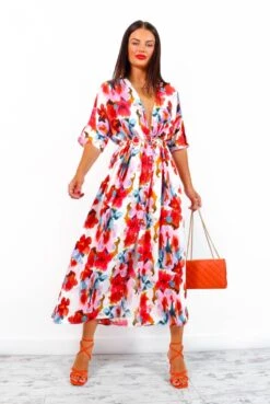 Nothing Bud Love - White Red Floral Midi Dress 9 Nothing Bud Love - White Red Floral Midi Dress -Fashion Clothing Store NothingBudLove WhiteRedFloralMidiDress5
