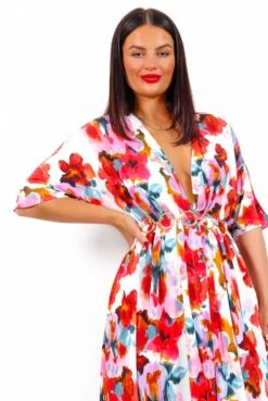 Nothing Bud Love - White Red Floral Midi Dress 12 Nothing Bud Love - White Red Floral Midi Dress -Fashion Clothing Store NothingBudLove WhiteRedFloralMidiDress6