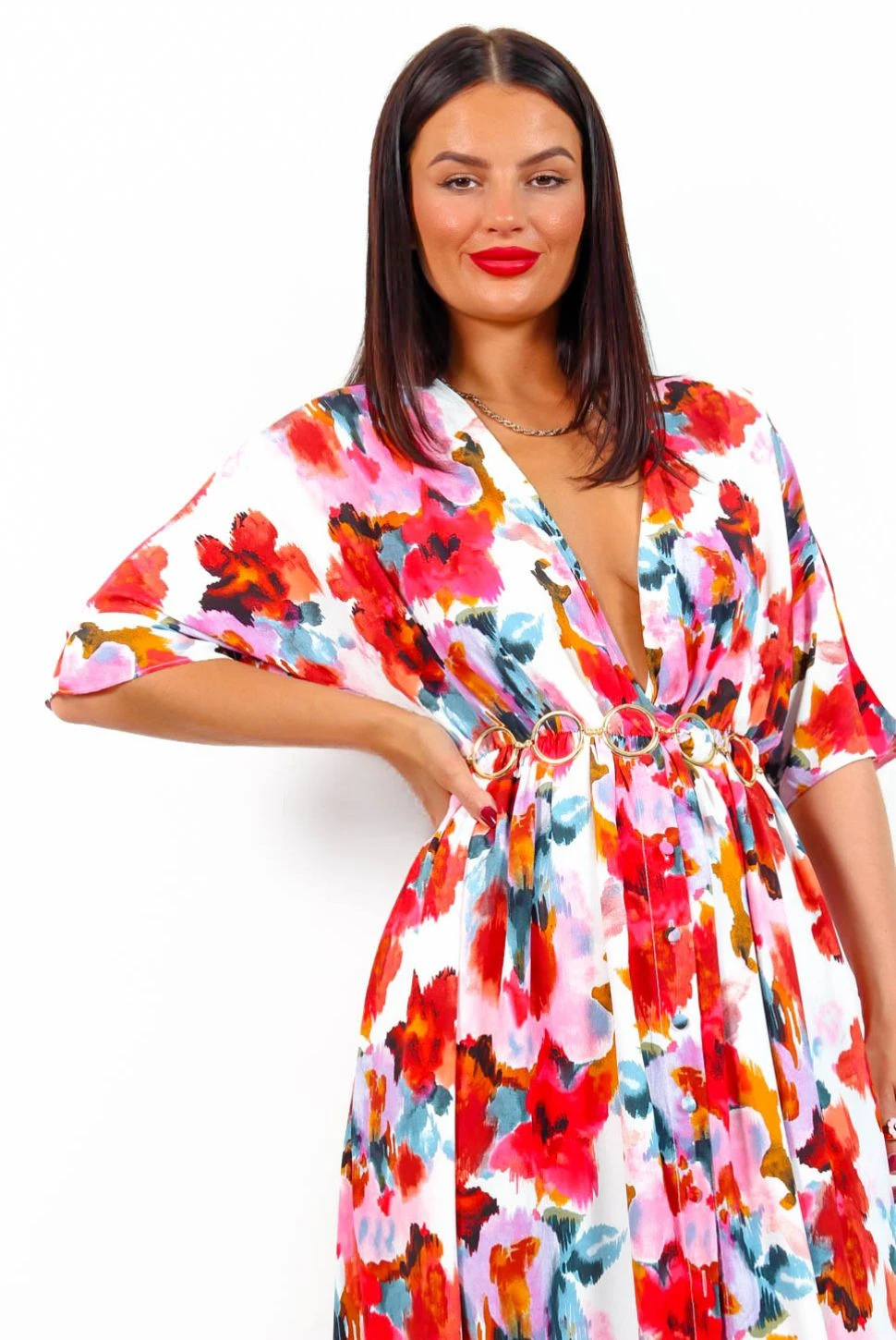Nothing Bud Love - White Red Floral Midi Dress 5 Nothing Bud Love - White Red Floral Midi Dress - Image 5