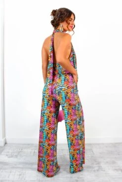 Fashion Clothing Store -Fashion Clothing Store NowYou reMine MultiSnakePrintHalterNeckJumpsuit 4