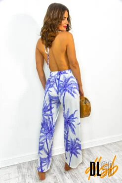 Off To The Tropics - Blue Leaf Print Jumpsuit 7 Off To The Tropics - Blue Leaf Print Jumpsuit -Fashion Clothing Store OffToTheTropics BlueLeafPrintJumpsuit 2
