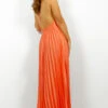 Oh So Darling - Coral Halter Neck Pleated Maxi Dress