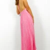 Oh So Darling - Pink Halter Neck Pleated Maxi Dress