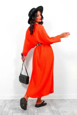On The Vacay - Orange Pleated Maxi Dress -Fashion Clothing Store OnTheVacay OrangePleatedMaxiDress2