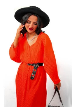 On The Vacay - Orange Pleated Maxi Dress -Fashion Clothing Store OnTheVacay OrangePleatedMaxiDress5