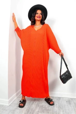 On The Vacay - Orange Pleated Maxi Dress -Fashion Clothing Store OnTheVacay OrangePleatedMaxiDress6