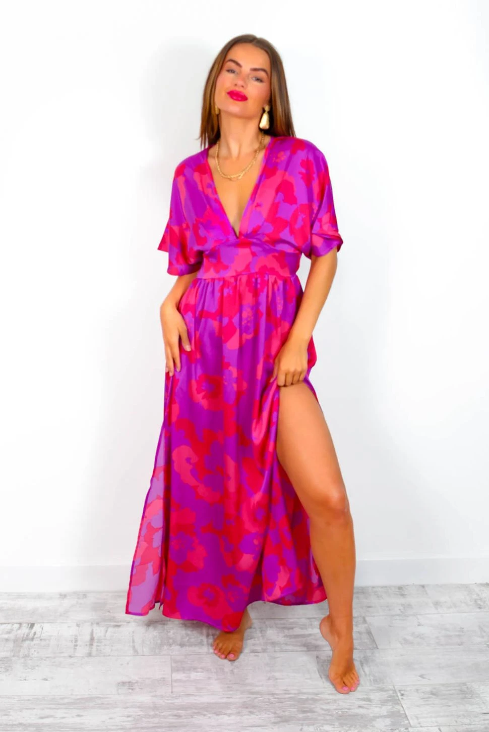 Once In A Lifetime - Fuchsia Purple Floral Maxi Dress 2 Once In A Lifetime - Fuchsia Purple Floral Maxi Dress - Image 2