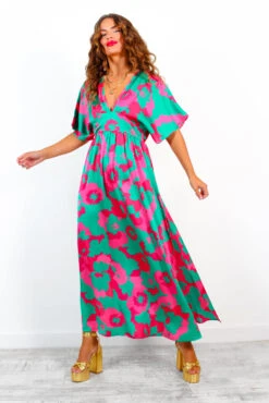 Once In A Lifetime - Green Fuchsia Floral Maxi Dress 15 Once In A Lifetime - Green Fuchsia Floral Maxi Dress -Fashion Clothing Store OnceInALifetime GreenFuchsiaFloralMaxiDress 3