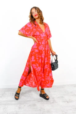 Once In A Lifetime - Red Pink Floral Maxi Dress 9 Once In A Lifetime - Red Pink Floral Maxi Dress -Fashion Clothing Store OnceInALifetime RedPinkFloralMaxiDress 2