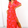 Once In A Lifetime - Red Pink Floral Maxi Dress