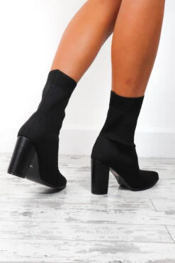 One Step Ahead - Black Heeled Sock Boots -Fashion Clothing Store OneStepAhead BlackHeeledSockBoots 1 2 2