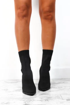 One Step Ahead - Black Heeled Sock Boots -Fashion Clothing Store OneStepAhead BlackHeeledSockBoots 2 2 2