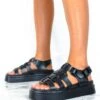 Only A Step Away - Black Chunky Platform PU Sandals