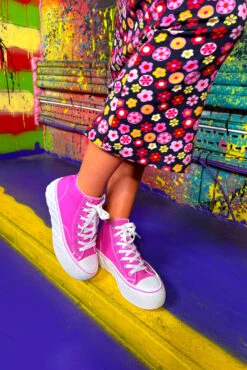 Out Of Step - Pink High Top Trainer