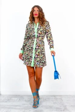 Out My Business - Beige Multi Leopard Mini Shirt Dress 15 Out My Business - Beige Multi Leopard Mini Shirt Dress -Fashion Clothing Store OutMyBusiness BeigeMultiLeopardMiniShirtDress 3