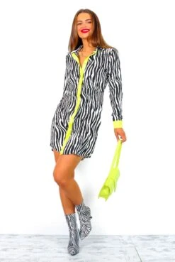 Out My Business - Black White Lime Mini Shirt Dress 15 Out My Business - Black White Lime Mini Shirt Dress -Fashion Clothing Store OutMyBusiness BlackWhiteLimeMiniShirtDress 3 1