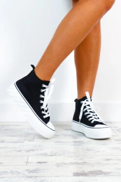 Out Of Step - Black High Top Platform Trainers -Fashion Clothing Store OutOfStep BlackHighTopPlatformTrainers 5