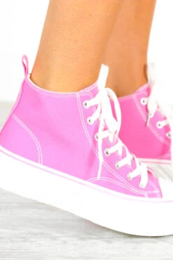 Out Of Step - Pink High Top Trainer -Fashion Clothing Store OutOfStep PinkHighTopTrainer 2