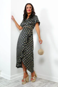 Out Your League - Black Gold Frill Midi Dress 10 Out Your League - Black Gold Frill Midi Dress -Fashion Clothing Store OutYourLeague BlackGoldFrillMidiDress3