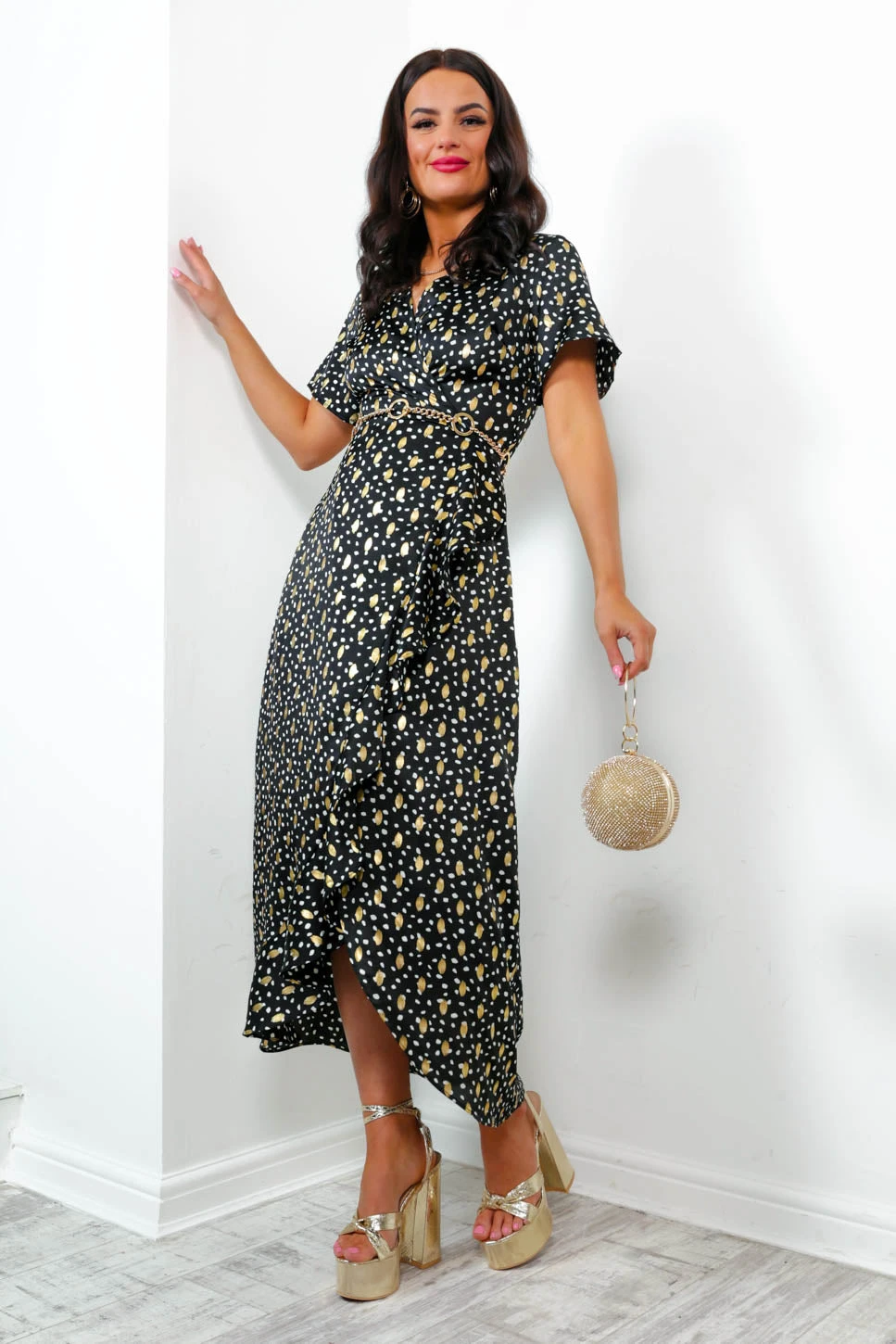 Out Your League - Black Gold Frill Midi Dress 5 Out Your League - Black Gold Frill Midi Dress - Image 5