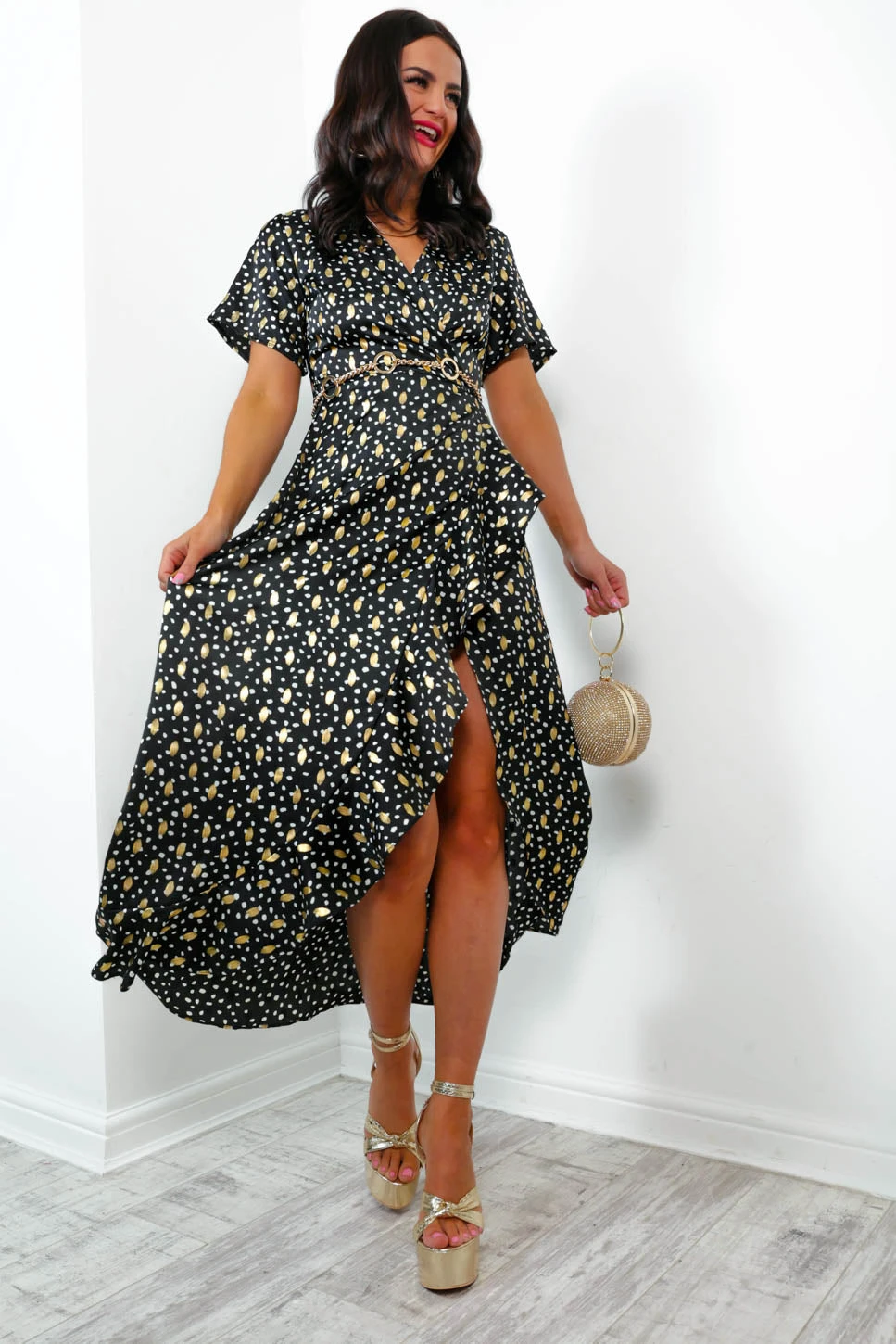 Out Your League - Black Gold Frill Midi Dress 6 Out Your League - Black Gold Frill Midi Dress - Image 6