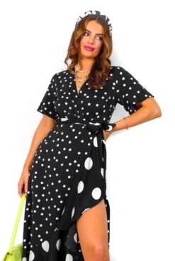 Out Your League - Black White Polka Dot Midi Dress -Fashion Clothing Store OutYourLeague BlackWhitePolkaDotMidiDress 6