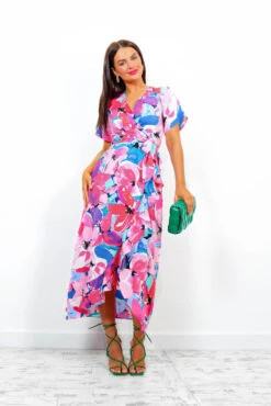 New Arrival -Fashion Clothing Store OutYourLeague PinkMultiWatercolourMidiDress 1