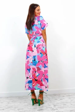 Out Your League - Pink Multi Watercolour Midi Dress -Fashion Clothing Store OutYourLeague PinkMultiWatercolourMidiDress 4