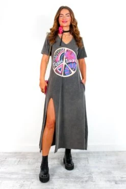 Peace Of My Heart - Multi Acid Wash Graphic T-shirt Dress -Fashion Clothing Store PeaceOfMyHeart MultiAcidWashGraphicT shirtDress 2