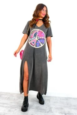 Peace Of My Heart - Multi Acid Wash Graphic T-shirt Dress -Fashion Clothing Store PeaceOfMyHeart MultiAcidWashGraphicT shirtDress 3