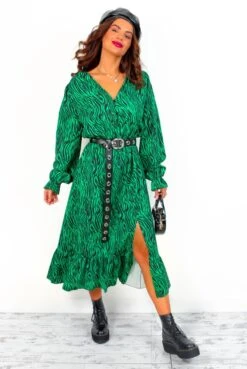 Picnic By The Pond - Green Black Zebra Midi Dress -Fashion Clothing Store PicnicByThePond GreenBlackZebraMidiDress 2