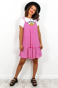 Read Between The Lines - Pink White Mini Dress -Fashion Clothing Store Pink And White Striped Tie Strap Mini Dress 5