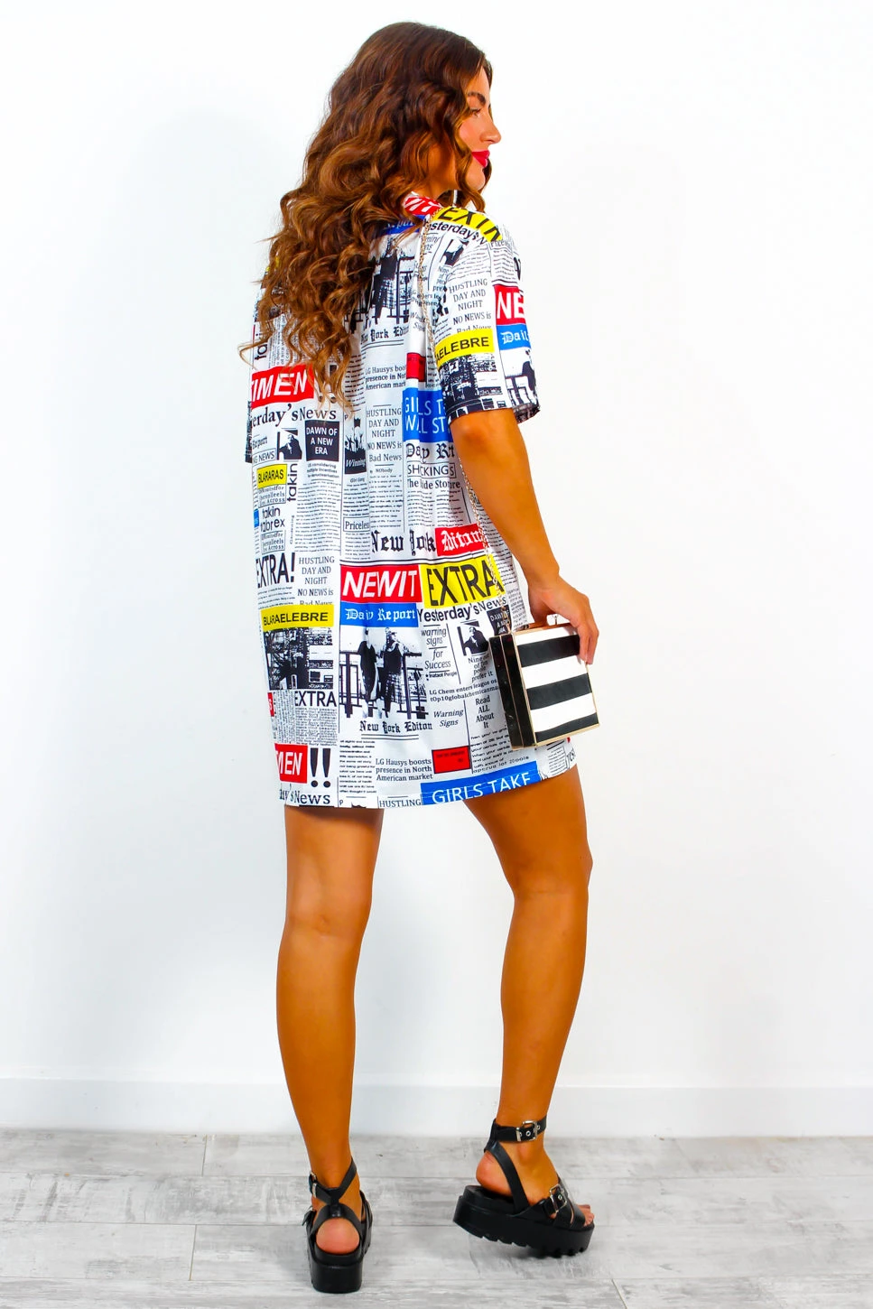 Read All About It - White Multi Newspaper Graphic T-Shirt Dress 5 Read All About It - White Multi Newspaper Graphic T-Shirt Dress - Image 5