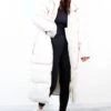Rock The Coat - Cream Long Hooded Puffer Jacket