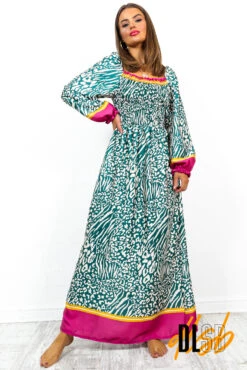 Safari Style - Green Leopard Print Maxi Dress 8 Safari Style - Green Leopard Print Maxi Dress -Fashion Clothing Store SafariStyle GreenLeopardPrintMaxiDress 1