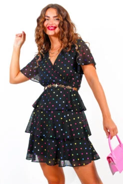 Save Your Tiers - Black Multi Foil Spot Tiered Frill Mini Dress 10 Save Your Tiers - Black Multi Foil Spot Tiered Frill Mini Dress -Fashion Clothing Store SaveYourTiers BlackMultiFoilSpotTieredFrillMiniDress 4
