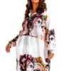 Say It To My Face - White Face Motif Midi Shirt Dress