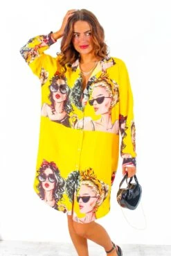 Say It To My Face - Yellow Face Motif Midi Shirt Dress 10 Say It To My Face - Yellow Face Motif Midi Shirt Dress -Fashion Clothing Store SayItToMyFace YellowFaceMotifMidiShirtDress 5